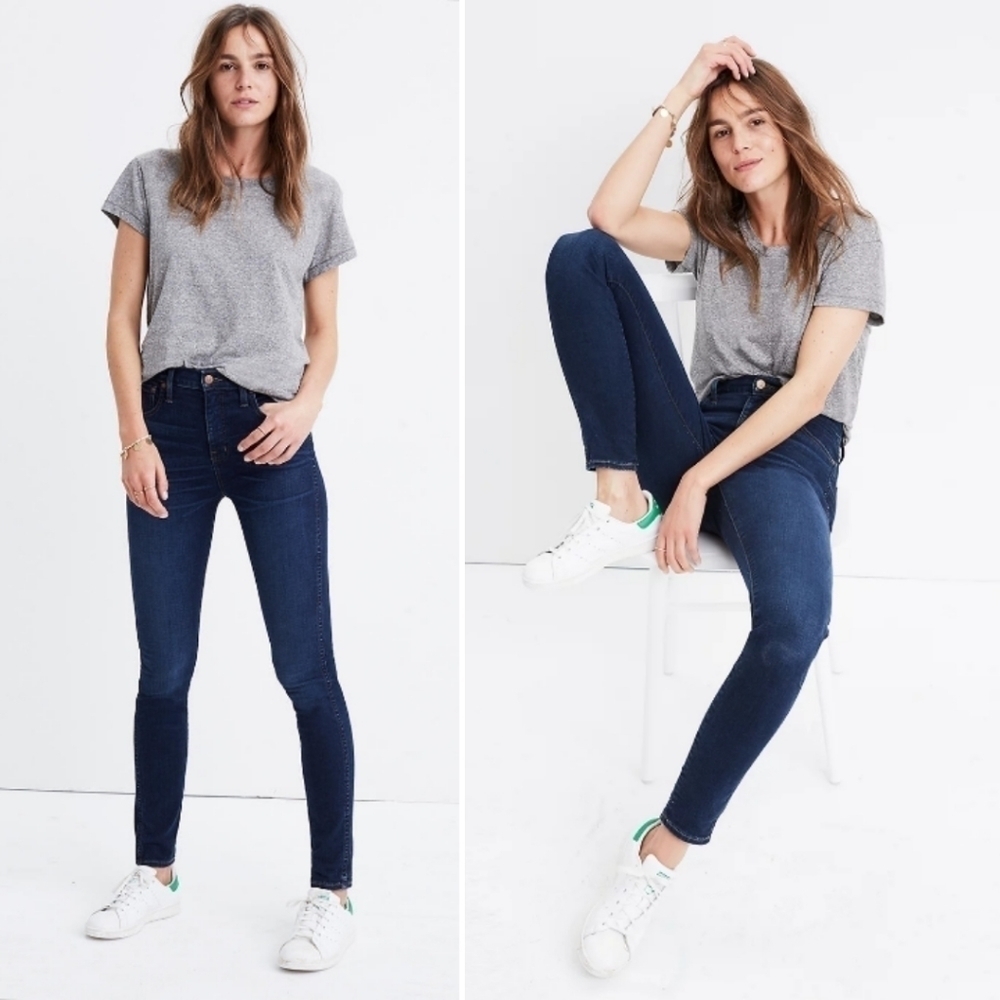 Madewell NWT 10" High Rise Skinny Jeans‎ 23 Hayes stretch denim dark blue F4684